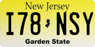 NJ license plate I78NSY