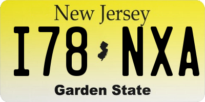 NJ license plate I78NXA