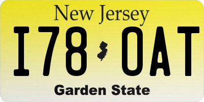 NJ license plate I78OAT