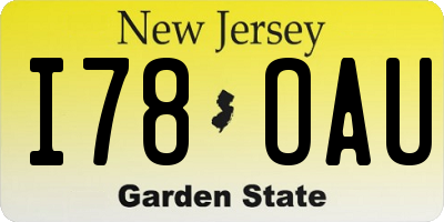 NJ license plate I78OAU