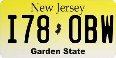 NJ license plate I78OBW