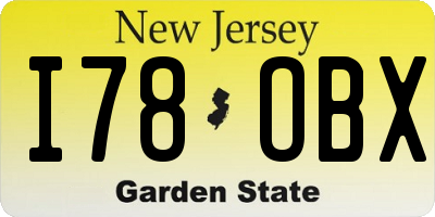 NJ license plate I78OBX