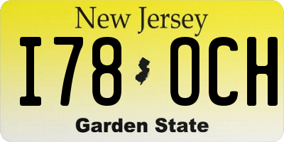 NJ license plate I78OCH