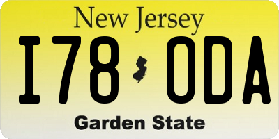 NJ license plate I78ODA