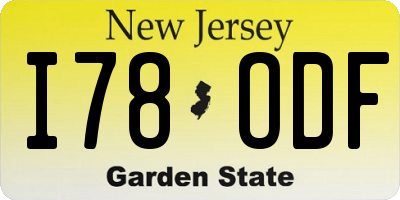 NJ license plate I78ODF