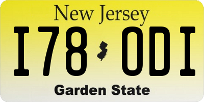 NJ license plate I78ODI