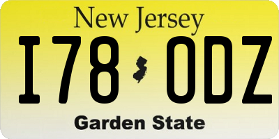 NJ license plate I78ODZ