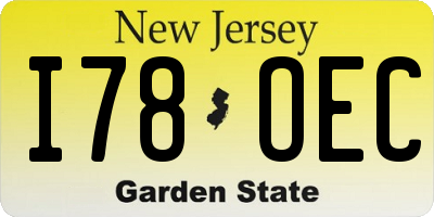 NJ license plate I78OEC