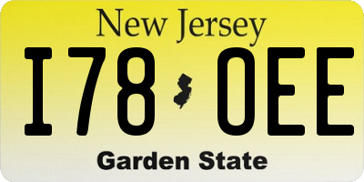 NJ license plate I78OEE