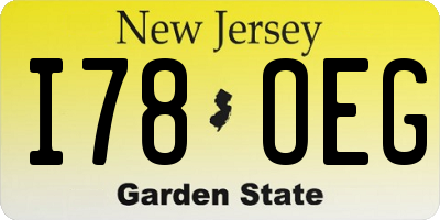 NJ license plate I78OEG