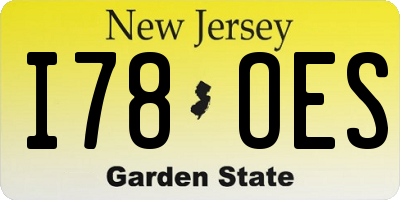 NJ license plate I78OES