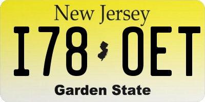 NJ license plate I78OET