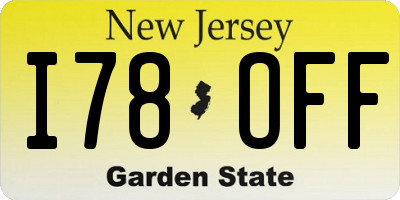 NJ license plate I78OFF