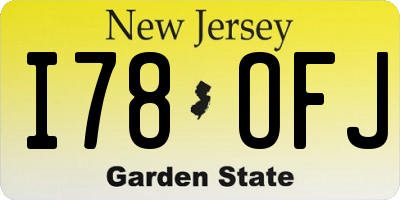 NJ license plate I78OFJ