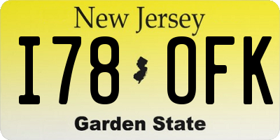 NJ license plate I78OFK
