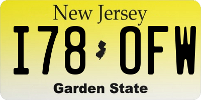 NJ license plate I78OFW