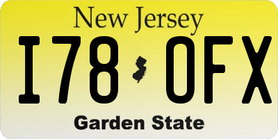 NJ license plate I78OFX