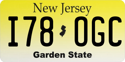 NJ license plate I78OGC