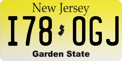 NJ license plate I78OGJ