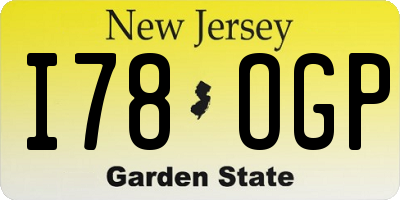 NJ license plate I78OGP
