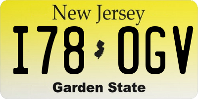 NJ license plate I78OGV