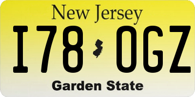 NJ license plate I78OGZ