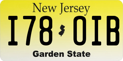NJ license plate I78OIB