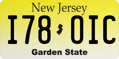 NJ license plate I78OIC