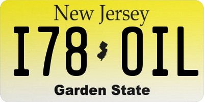 NJ license plate I78OIL