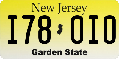 NJ license plate I78OIO
