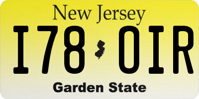 NJ license plate I78OIR