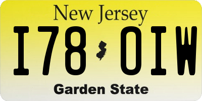 NJ license plate I78OIW