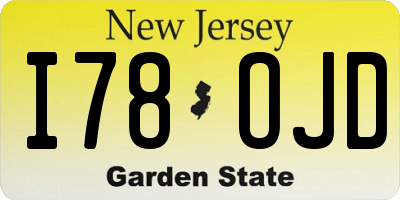 NJ license plate I78OJD