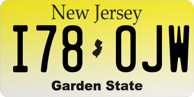 NJ license plate I78OJW