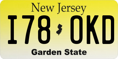 NJ license plate I78OKD