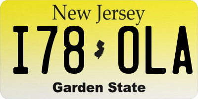 NJ license plate I78OLA