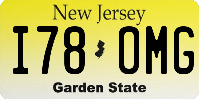 NJ license plate I78OMG