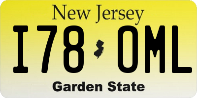 NJ license plate I78OML