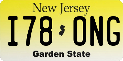 NJ license plate I78ONG