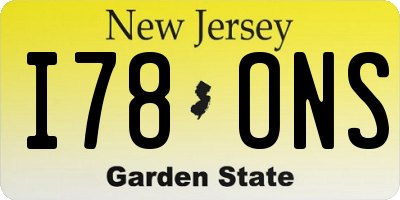 NJ license plate I78ONS