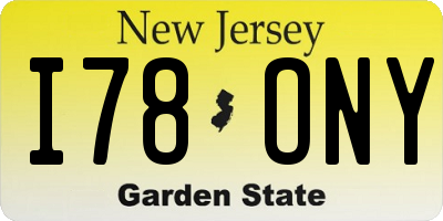 NJ license plate I78ONY