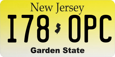 NJ license plate I78OPC