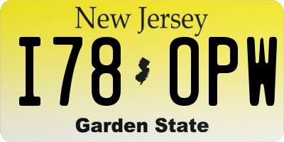 NJ license plate I78OPW