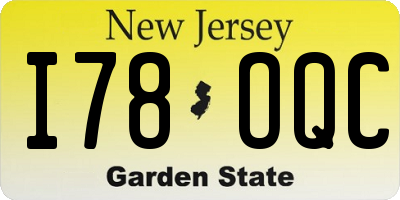 NJ license plate I78OQC