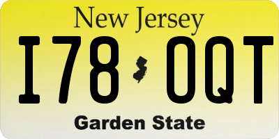 NJ license plate I78OQT