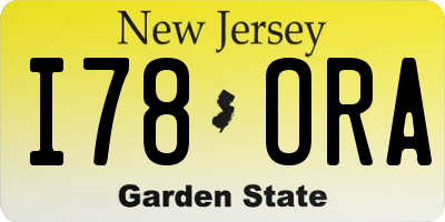 NJ license plate I78ORA