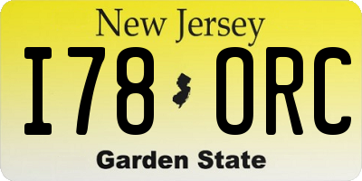 NJ license plate I78ORC