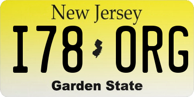NJ license plate I78ORG