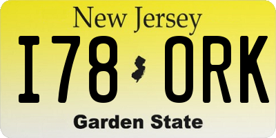 NJ license plate I78ORK