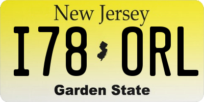 NJ license plate I78ORL